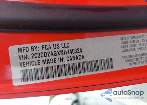 2022 Dodge Challenger Sxt from USA, damaged, VIN 2C3CDZAGXNH140324